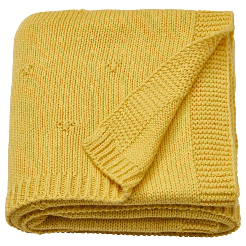 LEN Blanket, yellow/knitted, 70x90 cm