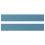 Two horizontal blue rectangular wooden drawers.