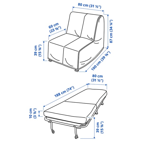 Illustration with measurements for the product: LYCKSELE LÖVÅS.