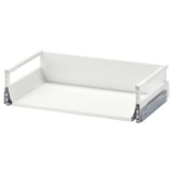 MAXIMERA white drawer, sleek modern design, sturdy steel runners, melamine bottom, ideal for organised storage.