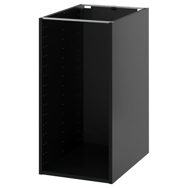 Black METOD kitchen cabinet, modern, moisture-resistant.