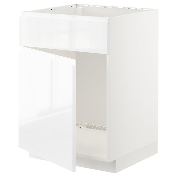 White METOD kitchen cabinet, sleek modern design, open shelf, sturdy frame.