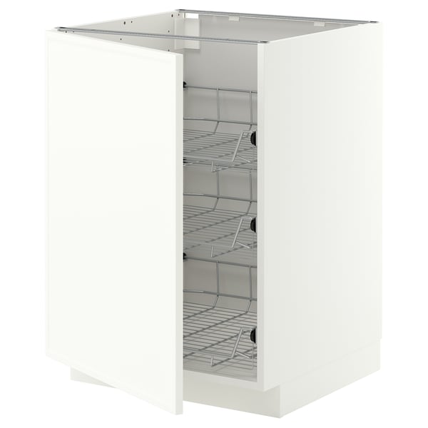 METOD Base cabinet with wire baskets, white/Aspudden matt white, 60x60 cm