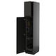 METOD kitchen cabinet, matte black, slim design with open door, modern style.