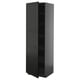 Tall black kitchen cabinet with three shelves, sleek design, modern bevelled edges.