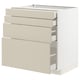 The METOD kitchen unit beige havstorp drawers, featuring a modern, sleek design with four spacious drawers for storage.