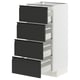 METOD kitchen unit with four black drawers, sleek handles, and white sides. Modern, sturdy, and organised.
