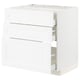 White METOD kitchen cabinet with multiple drawers, sleek design.