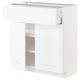 White kitchen cabinet: METOD, glossy finish, fiberboard, rectangular, adjustable shelves.