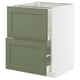 METOD kitchen unit in grey-green with two drawers. Simple, modern design with clean lines.