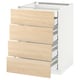 METOD kitchen unit with light ash drawers and white base.