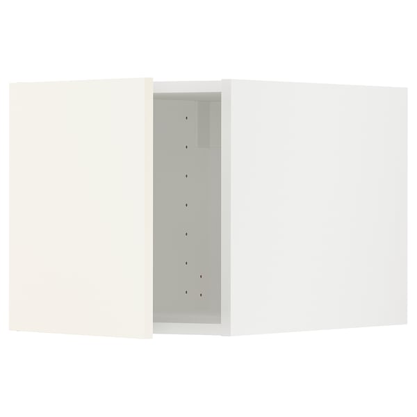 White METOD kitchen unit with vallstena doors featuring sleek design and modern hardware.