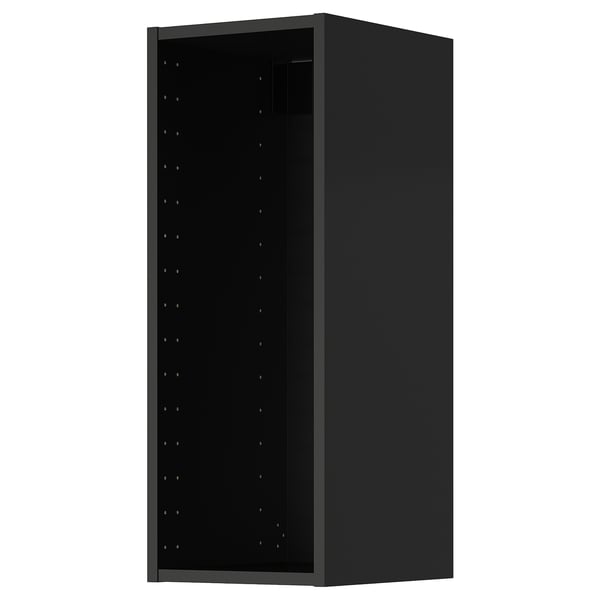 METOD black wall cabinet. Slim, rectangular, dark kitchen storage with adjustable shelves. Modern design.