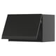 Black modern kitchen cabinet, sleek matte finish, rectangular shape, handle-less design.