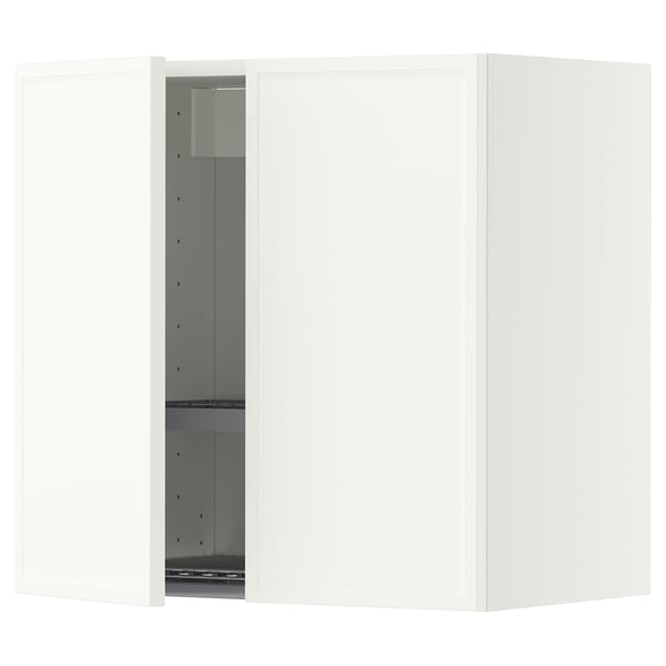METOD Wall cabinet w dish drainer/2 doors, white/Aspudden matt white, 60x60 cm