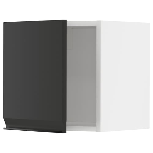 Black modern kitchen cabinet with sleek, matte finish and clean lines.