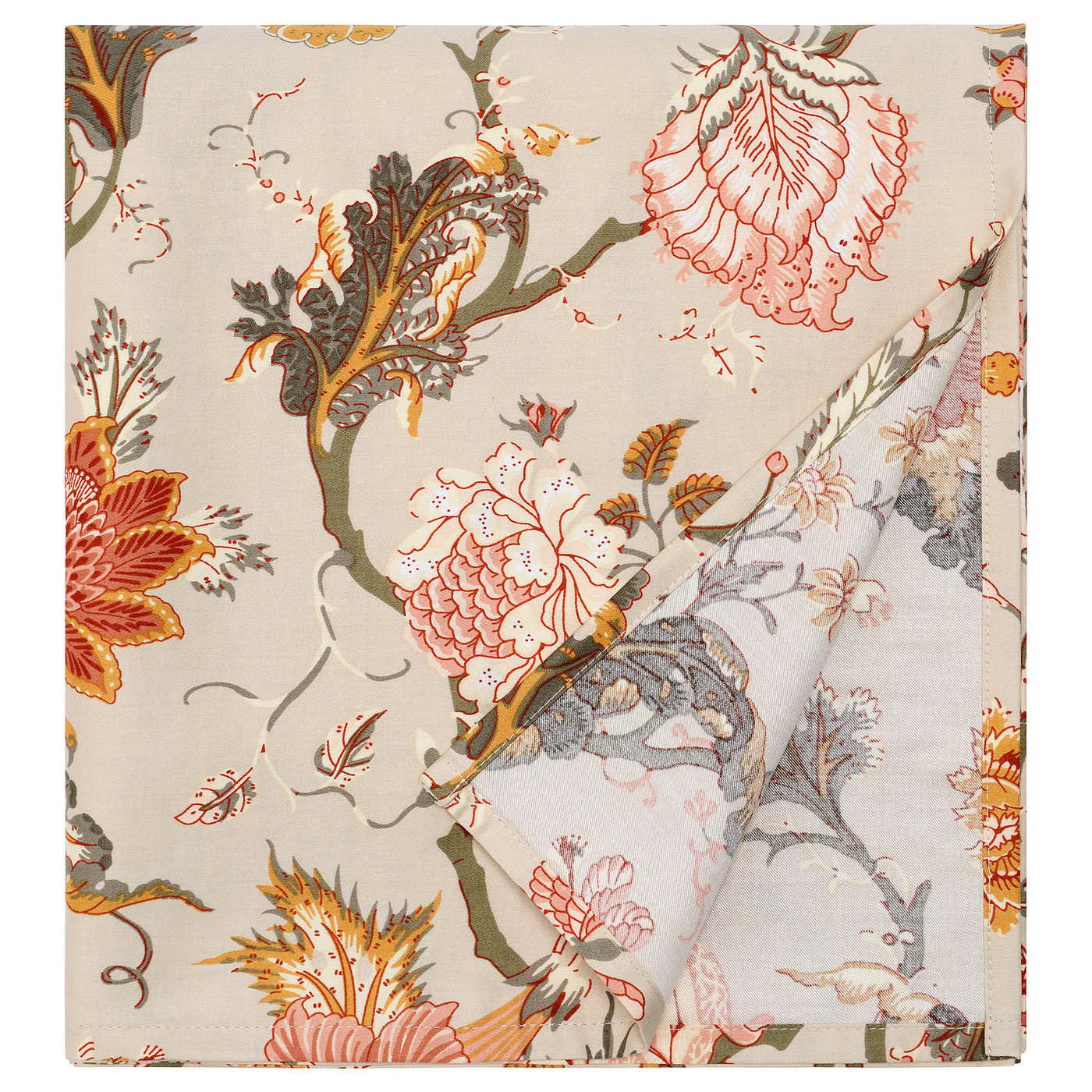 NÄSSELKLOCKA bedspread, beige with floral design, soft cotton-viscose blend.