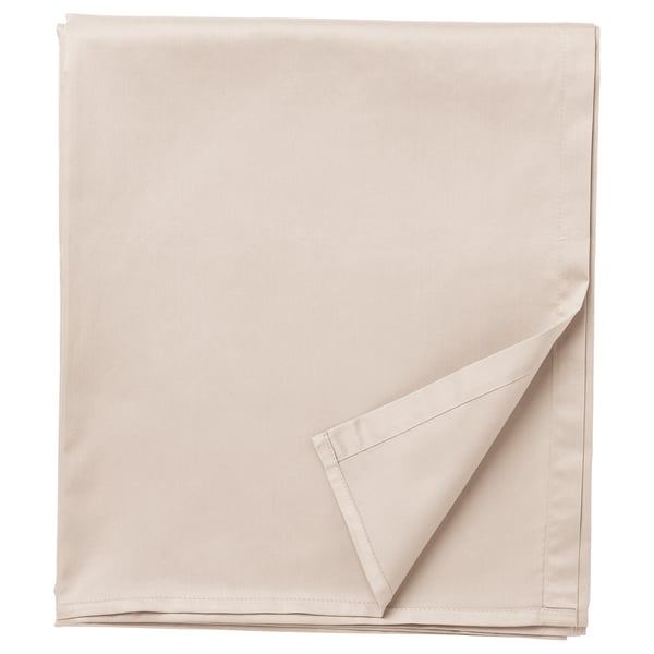 Folded light beige NATTJASMIN bed sheet, silky, rectangular.