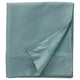 A neatly folded light blue-green NATTJASMIN sheet set, silky smooth with pleated edge design, made from 60% cotton and 40% lyocell.