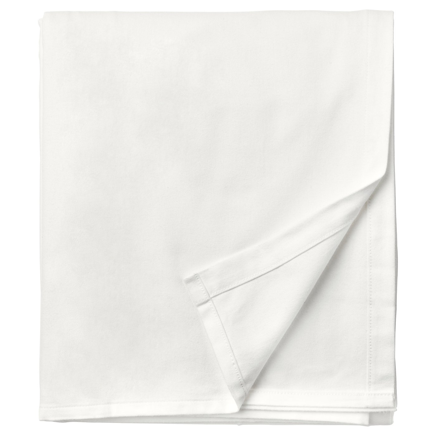 White NORDRUTA flannel bed sheet set, soft cotton, folded neatly.