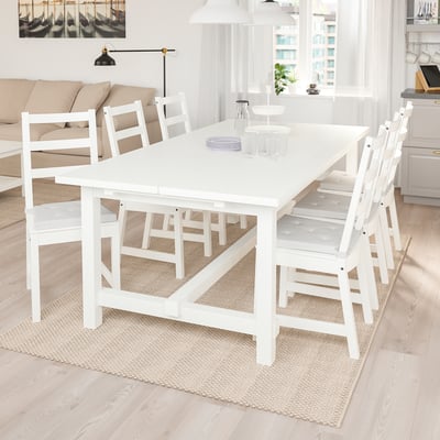 NORDVIKEN dining table with 6 chairs, spacious, rectangular, extendable, sturdy.