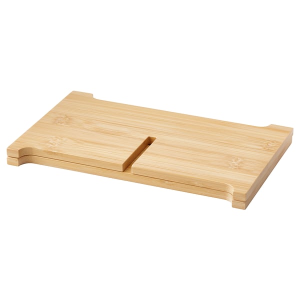 A wooden ÖGONTRÖST stand, foldable, in natural colour for holding jars.
