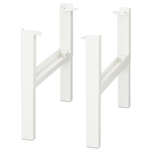 Two pairs of white PÅHL desk legs, vertically aligned, adjustable, and metallic with a powder-coated finish.