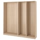Light wood PAX wardrobe with 3 empty sections, minimalist design.