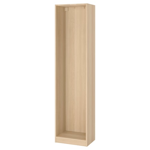 Oak-colored, modern ikea PAX wardrobe frame - tall, empty, requires assembly.