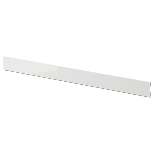 Displays a white RINGHULT kitchen cabinet front panel. Its rectangular, glossy, and made of plastic with a durable, easy-to-clean surface.