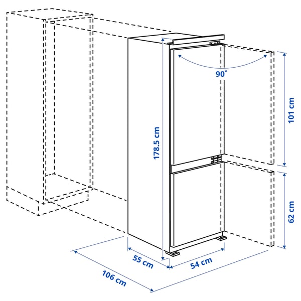Illustration with measurements for the product: RISNÄS.