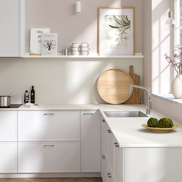 RUNSBÄCK Custom made wall panel, matt off-white/stone effect high pressure porcelain, 1 m²x1.2 cm