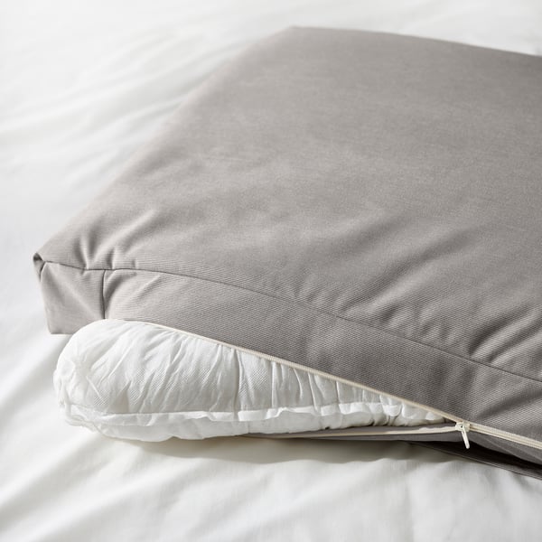 Pillows attached to headboard for reading or relaxing in bed.
