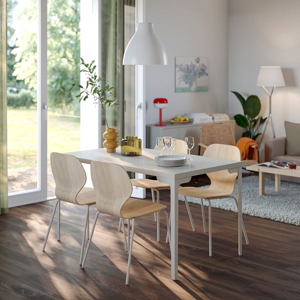 SKÅLSTA Table, light grey-beige/straight light grey-beige, 140x80 cm