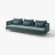 Teal SÖDERHAMN modular sofa with loose cushions, velvet cover, sleek metal legs.