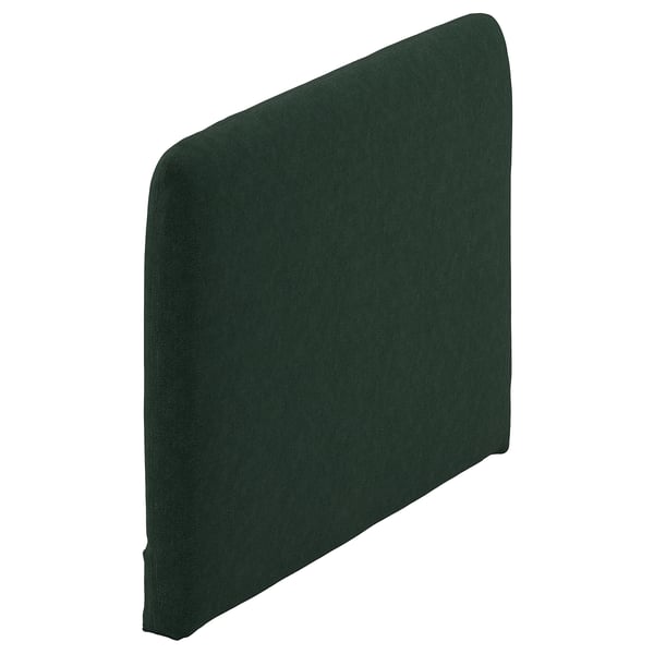 Dark green, square-shaped headboard, simple design, upholstered.
