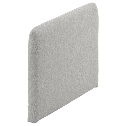 This image a grey SÖDERHAMN headboard with a sleek, rectangular shape and rounded corners, designed for comfort and style.