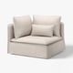 SÖDERHAMN light grey corner sofa, modern minimalistic design, comfortable deep seats with three cushions.