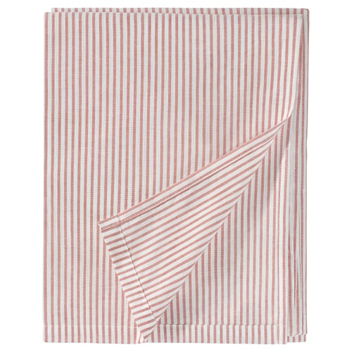 Red & white striped SOLFIBBLA blanket. Recycled cotton. Rectangular with geometric design.
