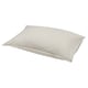 A SOLFIBBLA pillowcase in beige and white stripes, rectangular and made of recycled cotton.