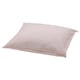 Striped square cushion in red and white. Made of recycled cotton. Soft and eco-friendly. Decorative and comfortable.