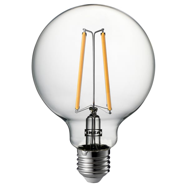 Led light bulb, warm-white, glass, round, IKEA, SOLHETTA.