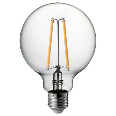 Led light bulb, warm-white, glass, round, IKEA, SOLHETTA.