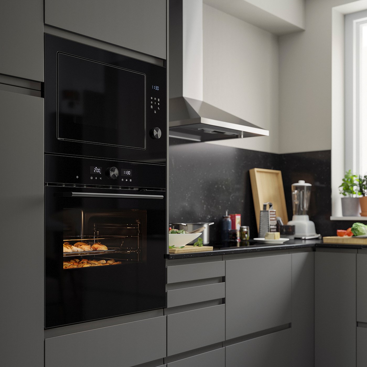 SPJUTBO True fan oven, Grill function black/IKEA 500