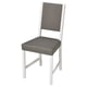 A modern chair named STEFAN with a white frame and sleek grey fabric cover, designed for comfort with wood fibre padding.