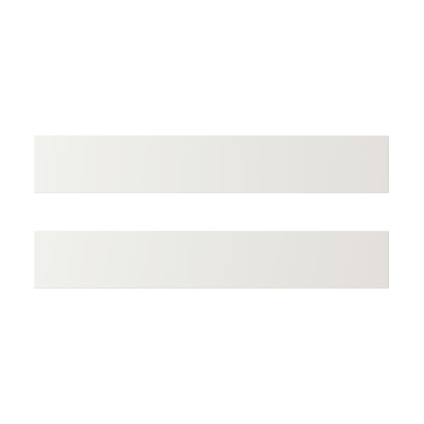 Two white rectangular STENSUND panels, framed with grooved details, for a crafted look.