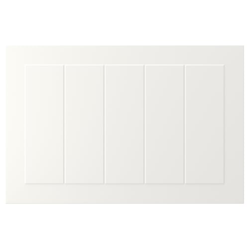 STENSUND white cabinet panel, squared grooves, fiberboard material.