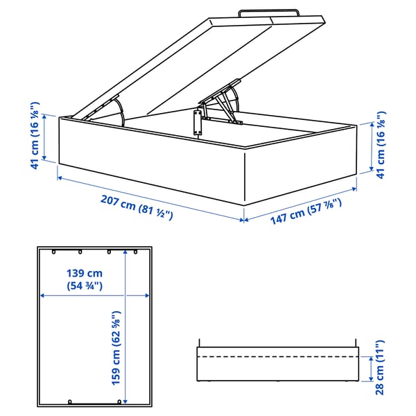 Illustration with measurements for the product: TJÅLLE.