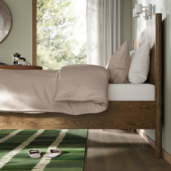 TONSTAD Bed frame, brown stained oak veneer, 140x200 cm