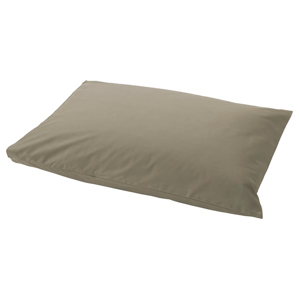 Olive green ULLVIDE pillowcase: 85% cotton, 15% lyocell. Rectangle, crisp, envelope closure.